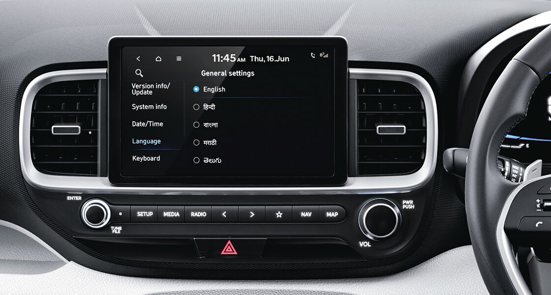 Hyundai Venue 10 Regional Languages Infotainment