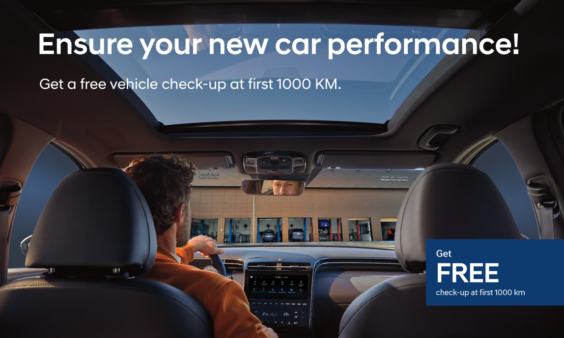  Ensure your new car performance! Get a first free vehicle check at 1000 km.