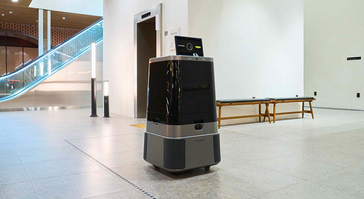DAL-e Delivery robot navigates autonomously across the building, providing quick and efficient delivery services to building occupants