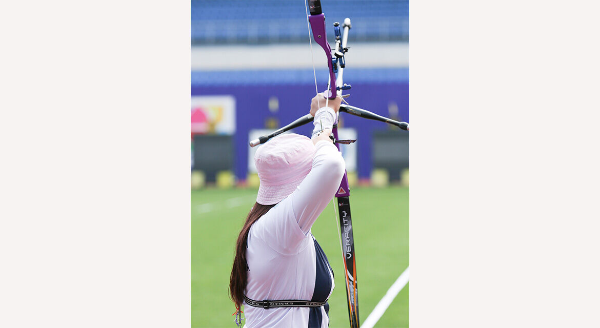 Archers target the 12cm-wide center zone for a maximum score of 10 points