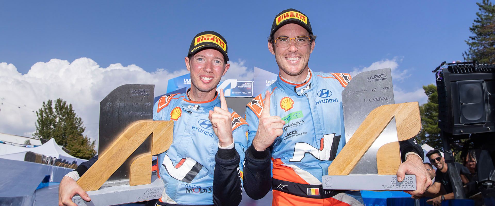 Hyundai Motorsport is celebrating a fantastic 1-2-3 result at Acropolis Rally, where Thierry Neuville and Martijn Wydaeghe scored their second victory of the season to extend their advantage in the championship standings.