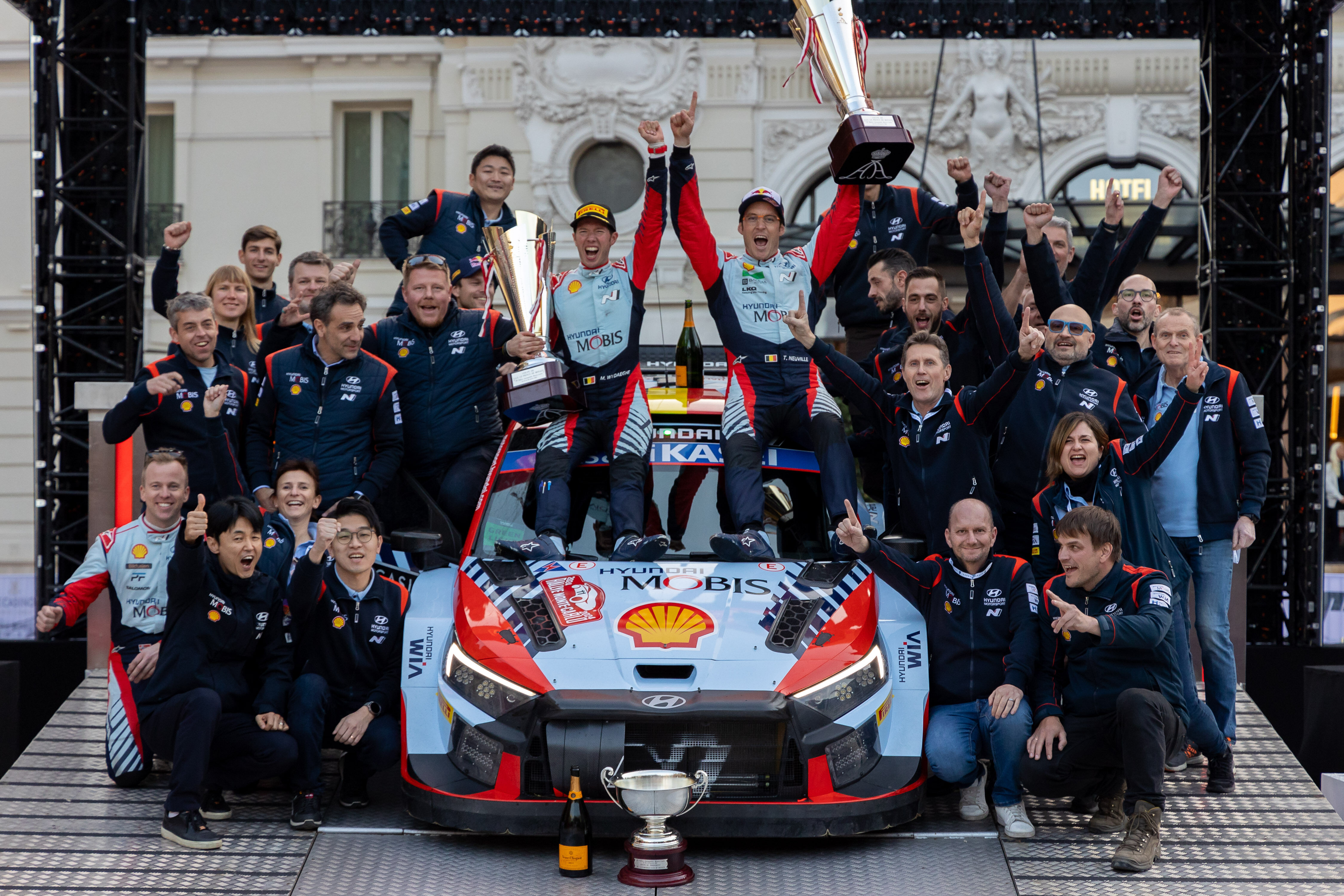 #Hyundai Motorsport is celebrating its first FIA World Rally Championship (WRC) drivers and co-drivers titles with Thierry Neuville and Martijn Wydaeghe emerging victorious